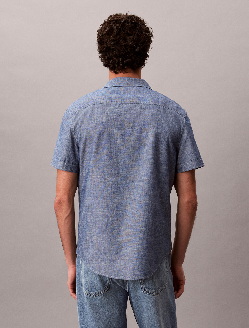 Cotton Chambray Short Sleeve Shirt, Blue Descent, hi-res
