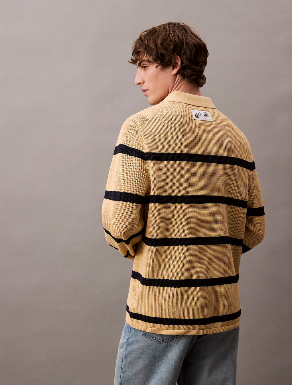 Striped Relaxed Polo, Lemon Peel, hi-res