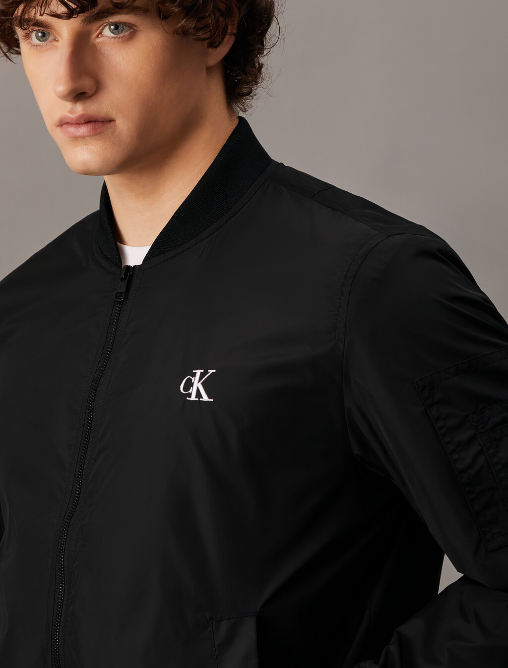 Nylon Bomber Jacket, Ck Black, hi-res