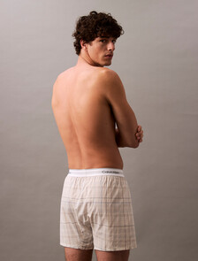 Cotton Poplin Traditional Boxers, CROSSHAIR PLAID CHALK, hi-res