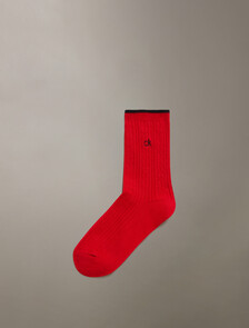 CK Logo Cable Knit Crew Sock, CHINESE RED, hi-res