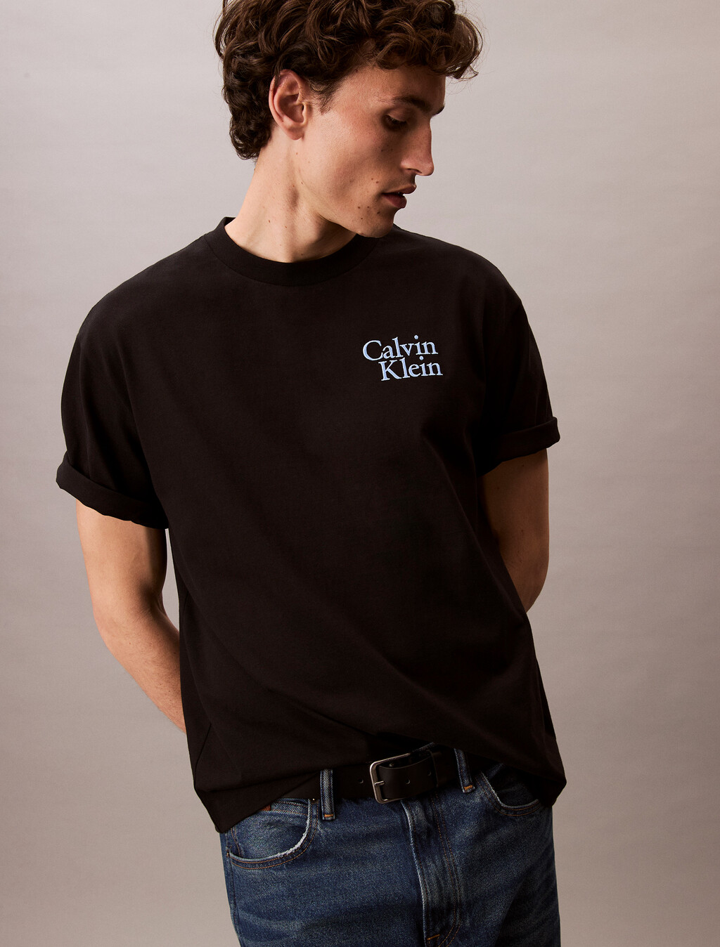 Script Logo Graphic Relaxed T-Shirt, Black, hi-res