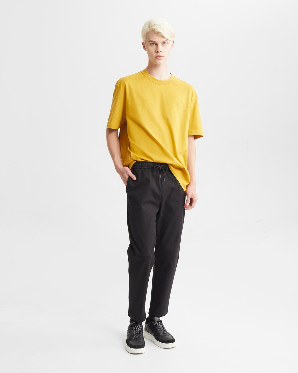 Slim Drawcord Chinos, Ck Black, hi-res