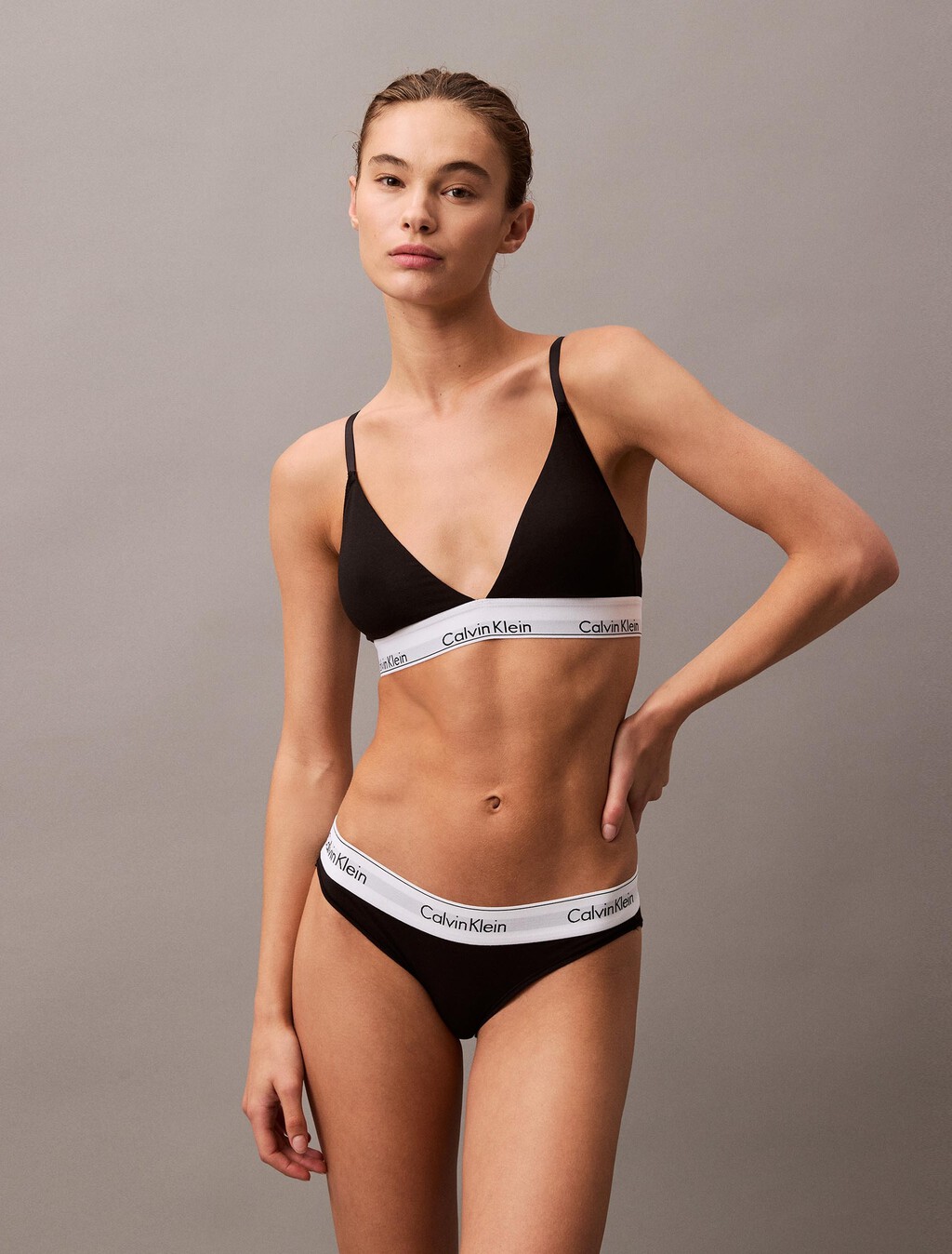 Icon Cotton Lightly Lined Triangle Bralette, Black UB1, hi-res