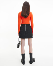 STACKED LONG SLEEVE ROLL NECK TOP, Coral Orange, hi-res