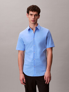 Stretch Cotton Slim Shirt, Blue Descent, hi-res