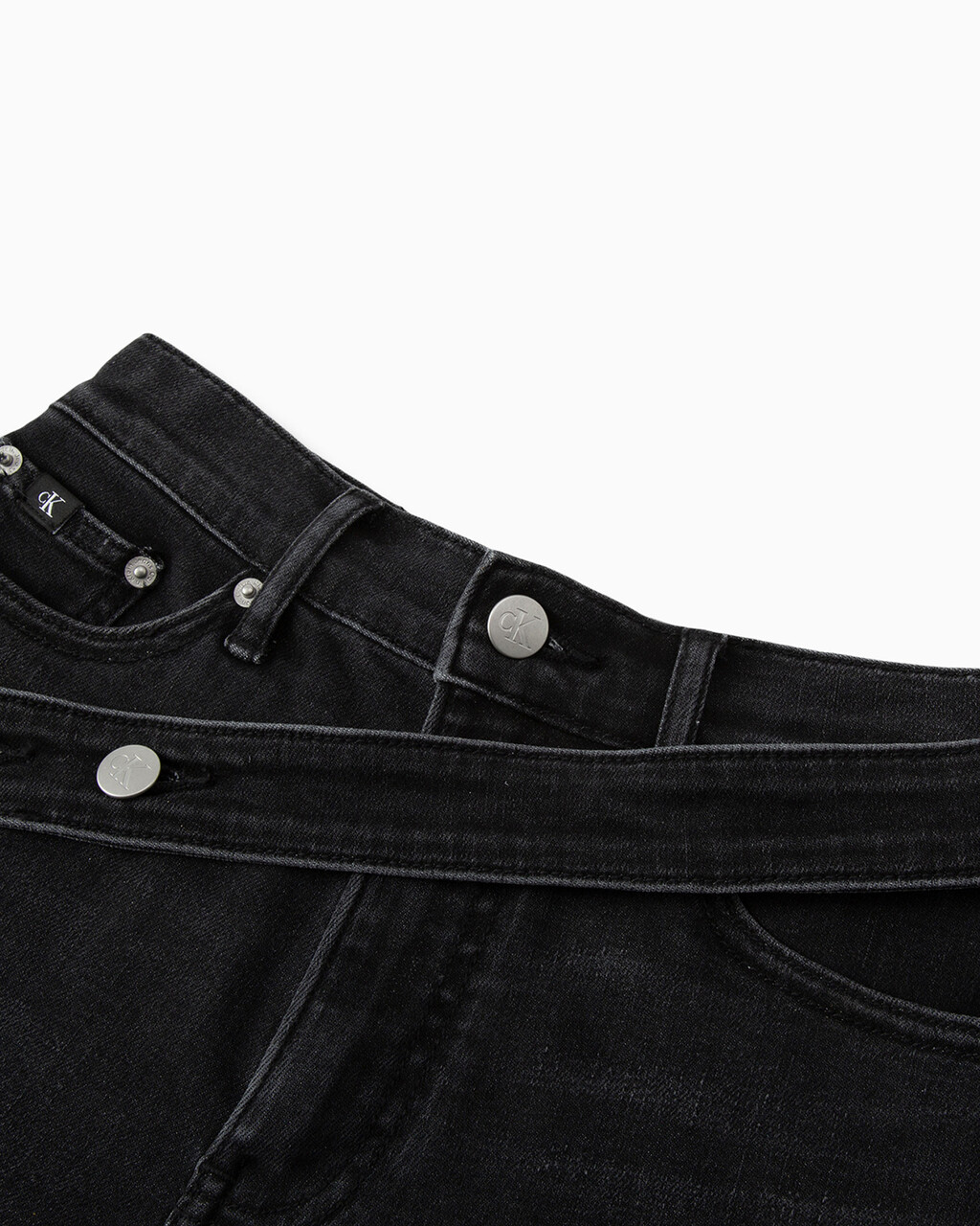 37.5 Recycled Cotton High Rise Denim Shorts, Washed Black Dbl Belted Wb, hi-res