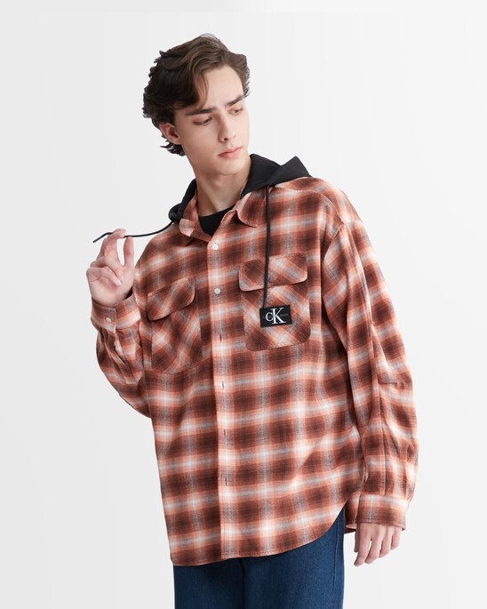 Hooded Plaid Overshirt