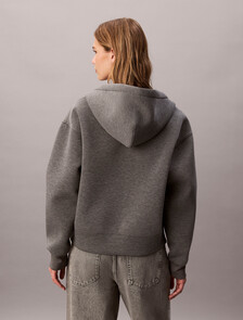Oversized  Jersey Zip Up Hoodie, Med Grey Heather, hi-res