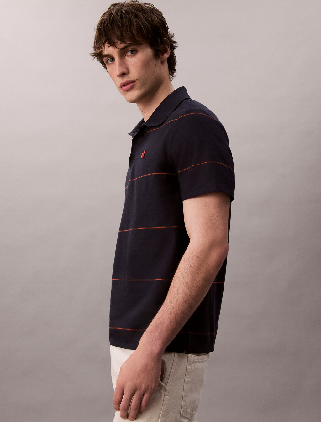 Textured Stripe Easy Polo Shirt, Dark Sapphire, hi-res