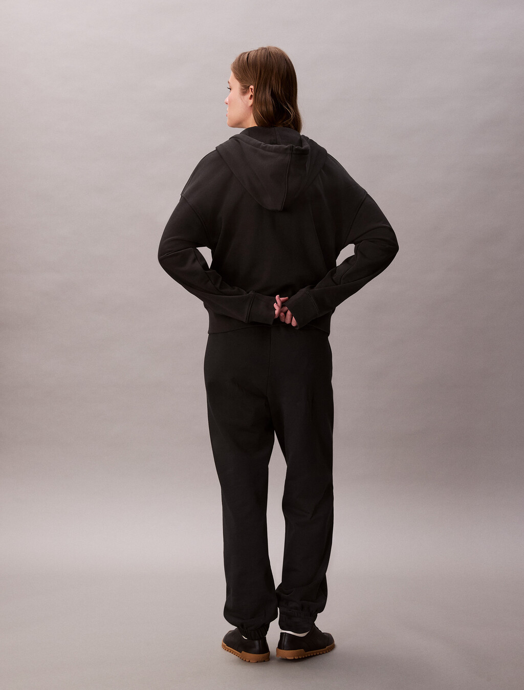 Logo Tape Terry Zip Thru Hoodie, Black, hi-res