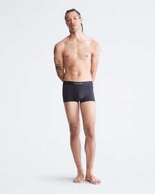 Embossed Icon Microfiber Low Rise Trunks, Black, hi-res