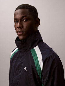 Colour Block Nylon Track Jacket, Miami Green, hi-res