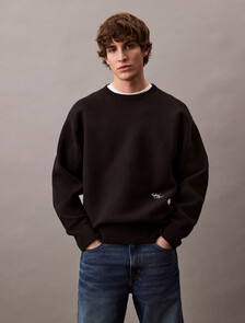 Cotton Blend Relaxed Sweatshirt, Black, hi-res
