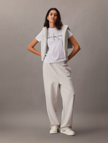 French Terry Straight Leg Joggers, Chalk, hi-res