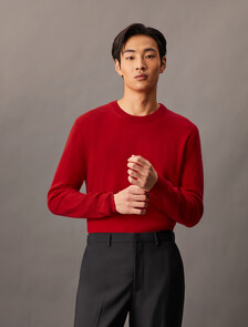 Classic Cashmere Crewneck Sweater, Scarlet Sage, hi-res