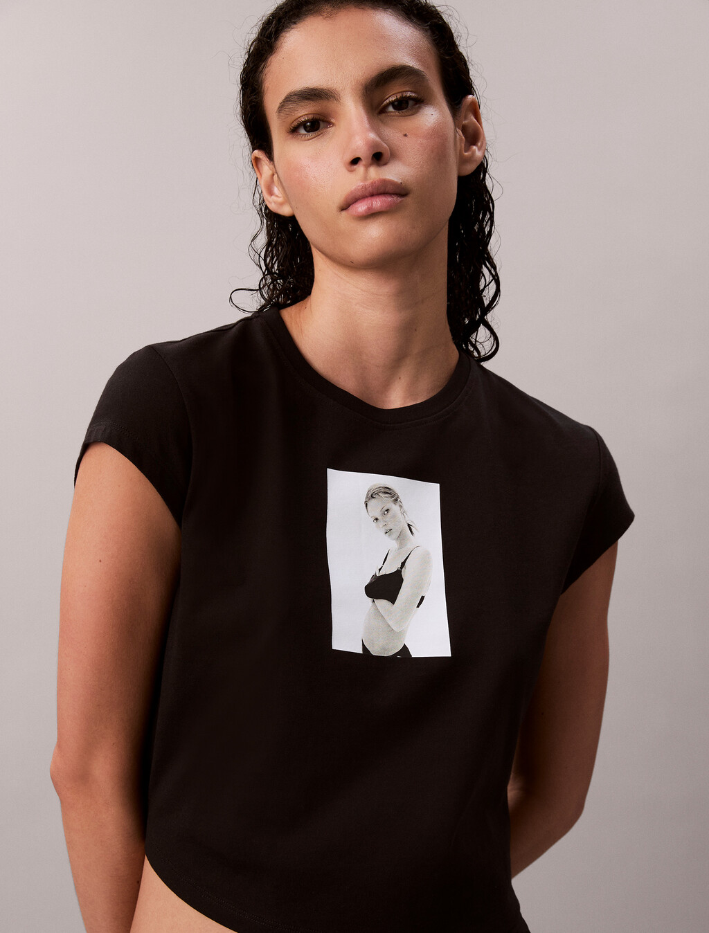 Kate Moss Graphic Baby Tee, Black, hi-res