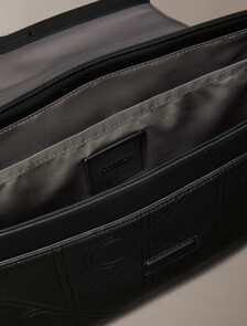 Embossed CK Emblem Messenger Bag, Black, hi-res
