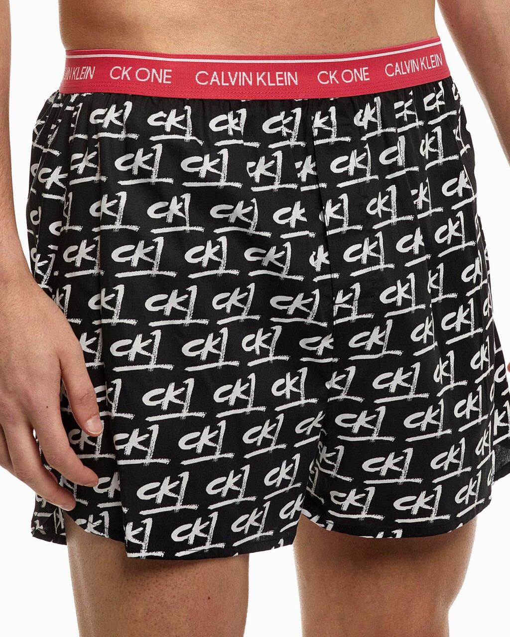 CK ONE WOVEN BOXERS, Painted Logo Print+Black, hi-res