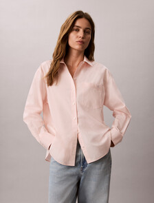 Relaxed Cotton Poplin Shirt, Mangano Calcite, hi-res