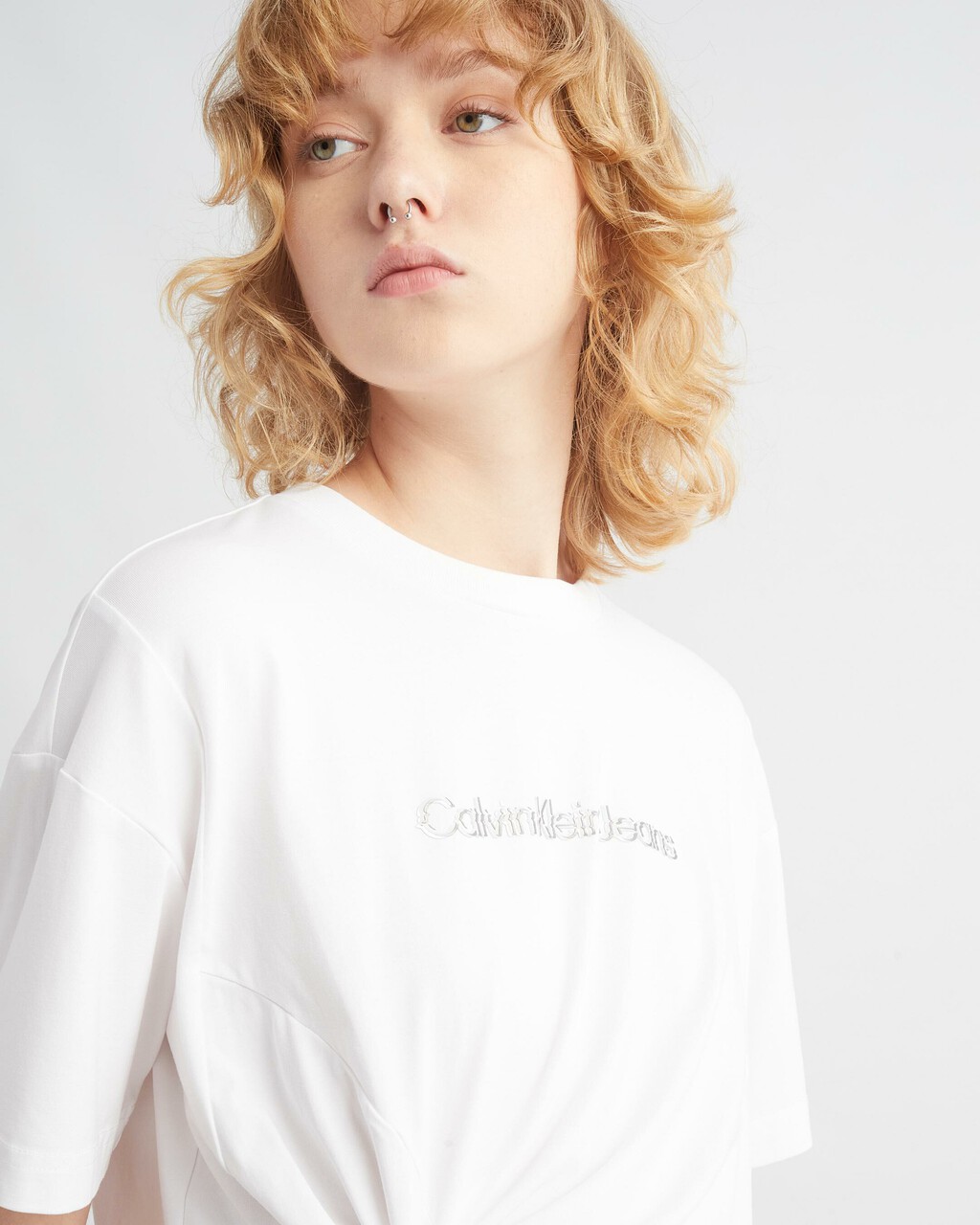 Movements Tee With Gathered Hem, Bright White, hi-res