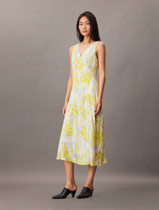 Abstract Print Ecovero V Neck Dress, 18622 CSW25S_P012+1_Formal Grey, hi-res