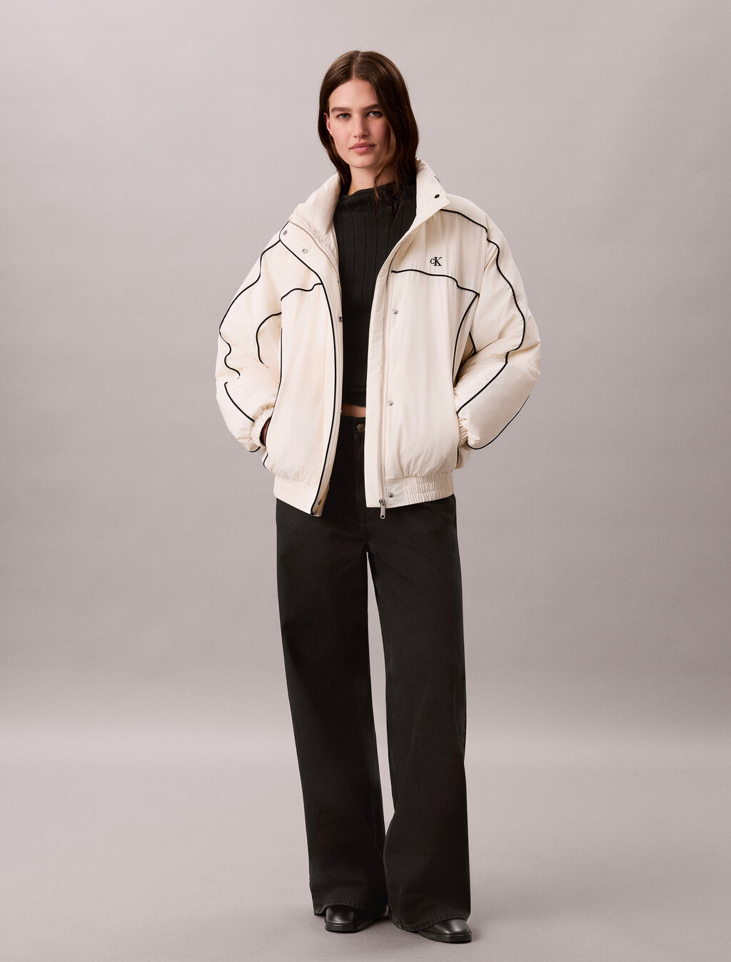 Piped Down Jacket, Ivory, hi-res
