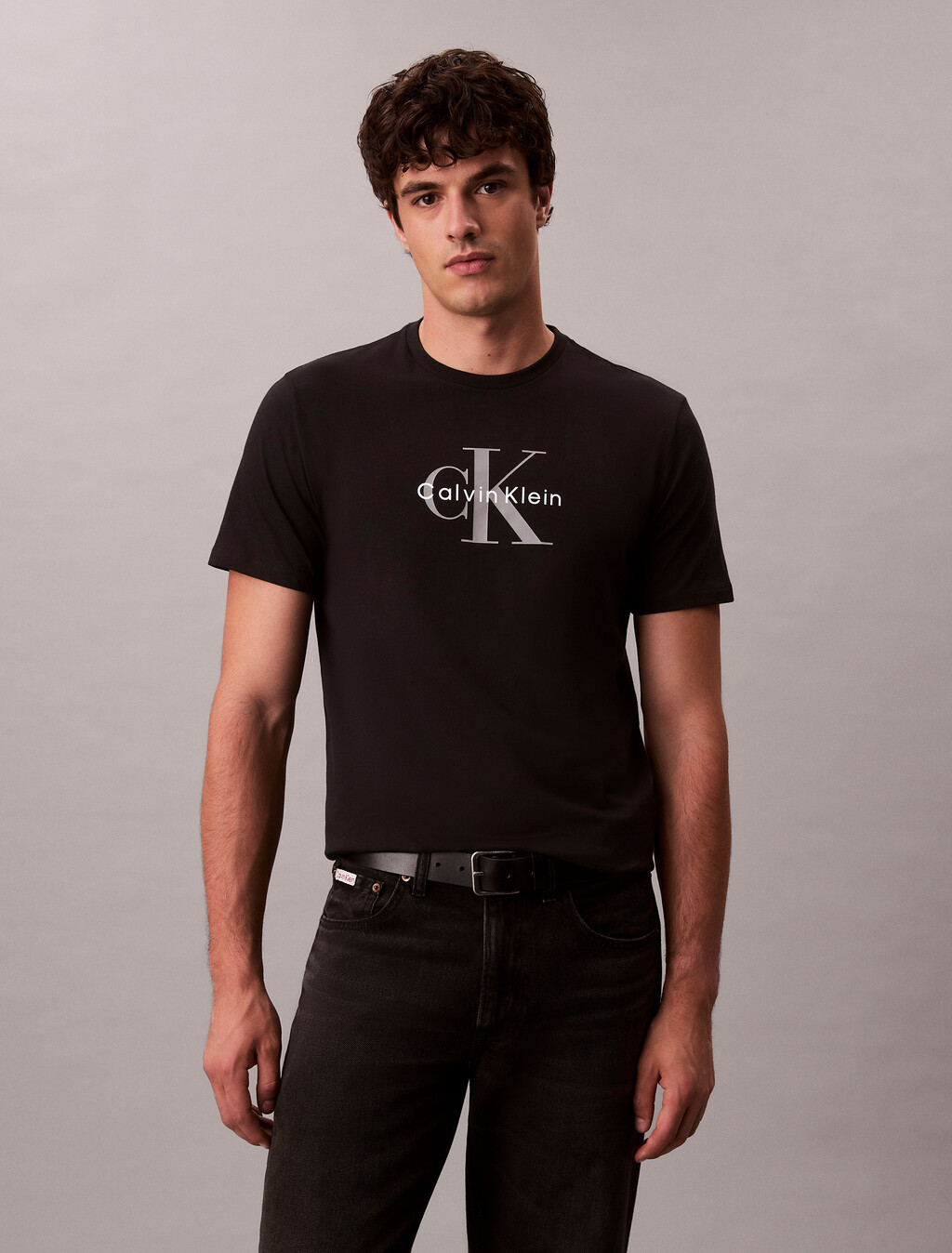 Monogram Crewneck Tee, Black, hi-res