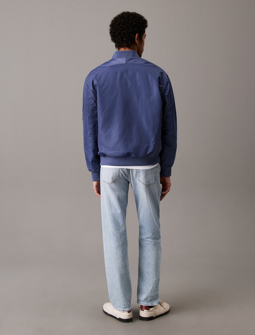 Padded Nylon Bomber Jacket, Vintage Indigo, hi-res