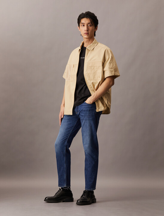 Cooling Mixed Media Zip Up Overshirt