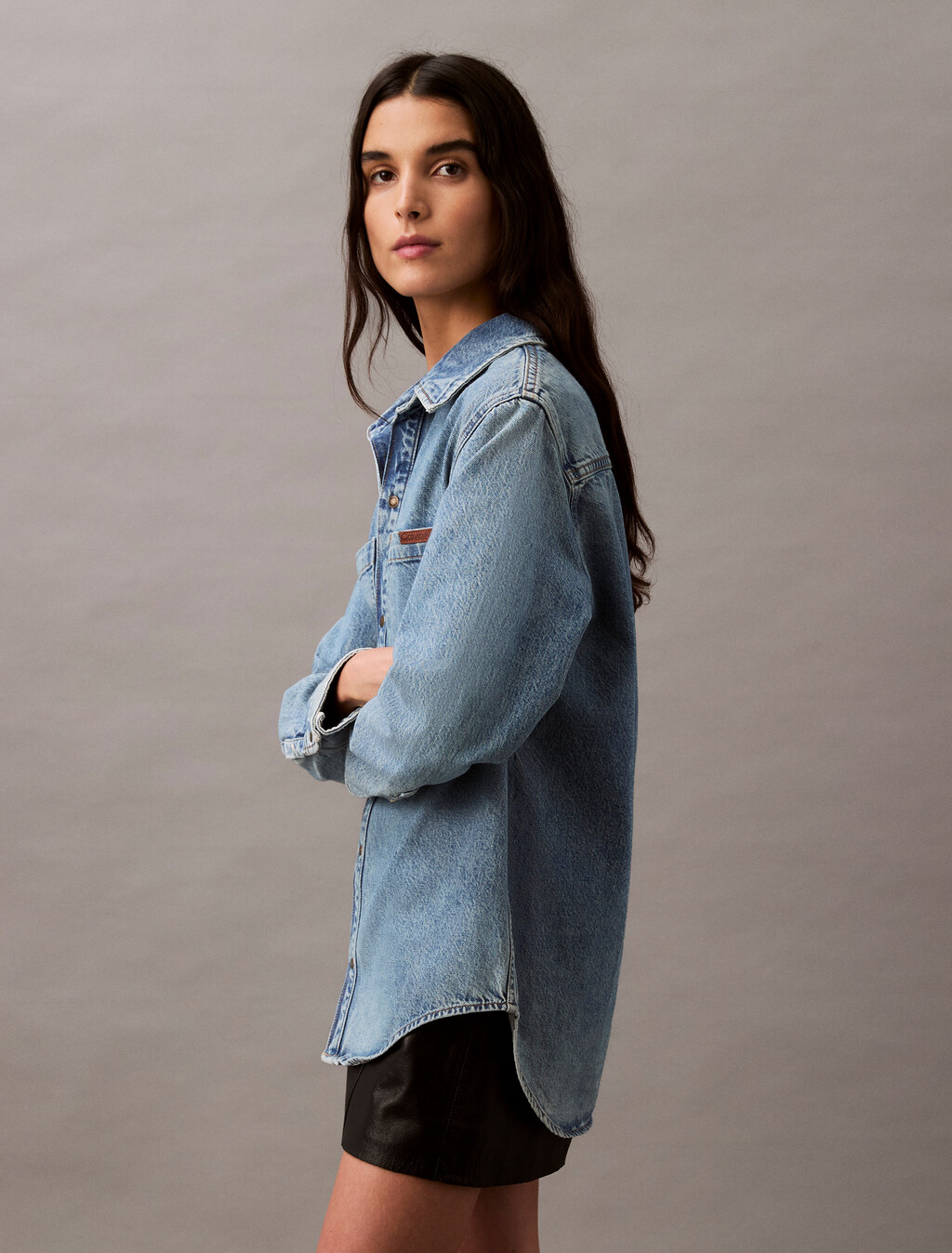Relaxed Denim Shirt, CK NO03, hi-res