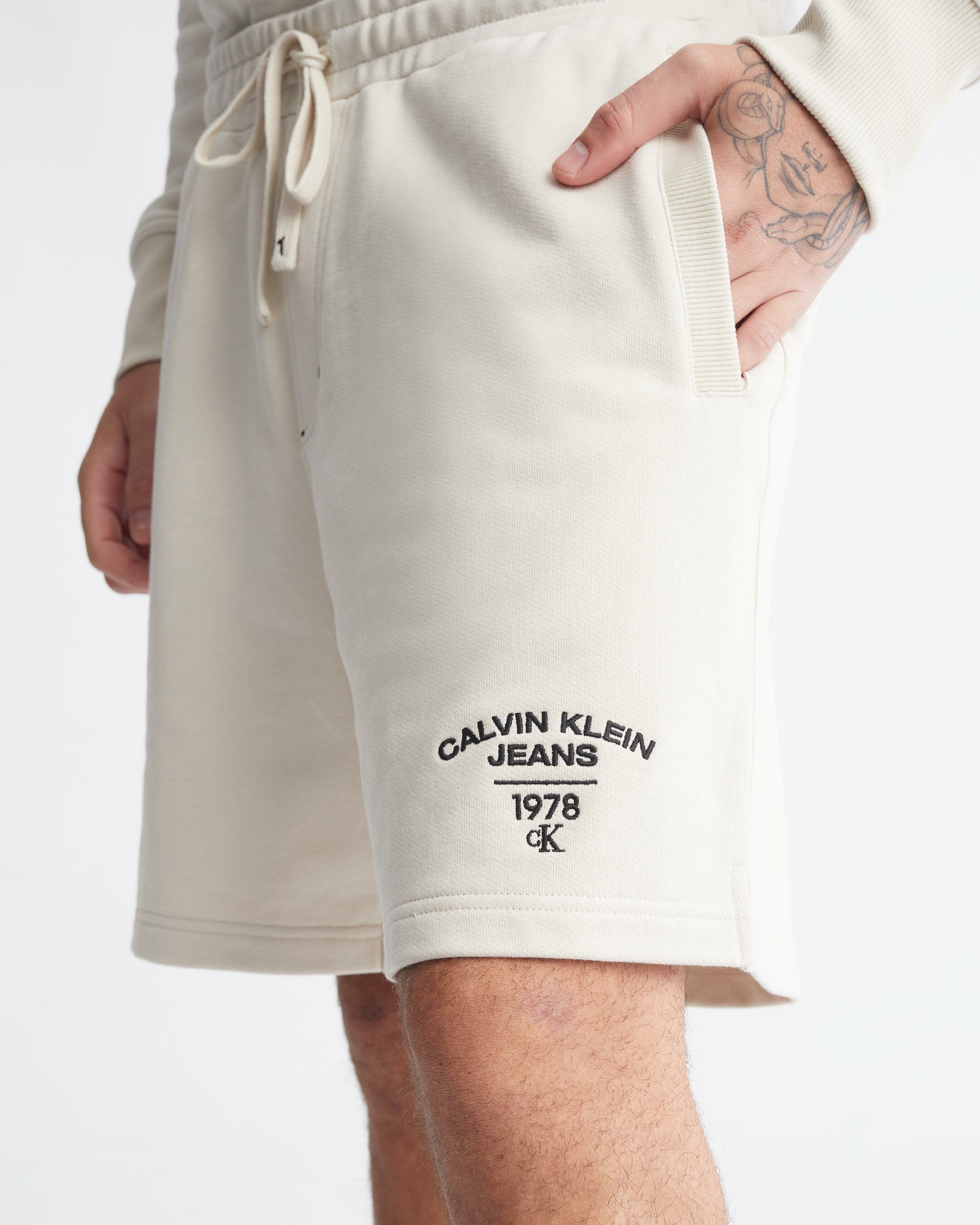Varsity Curved Logo Sweat Shorts natural Calvin Klein Malaysia