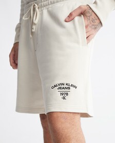 Varsity Curved Logo Sweat Shorts, Eggshell, hi-res