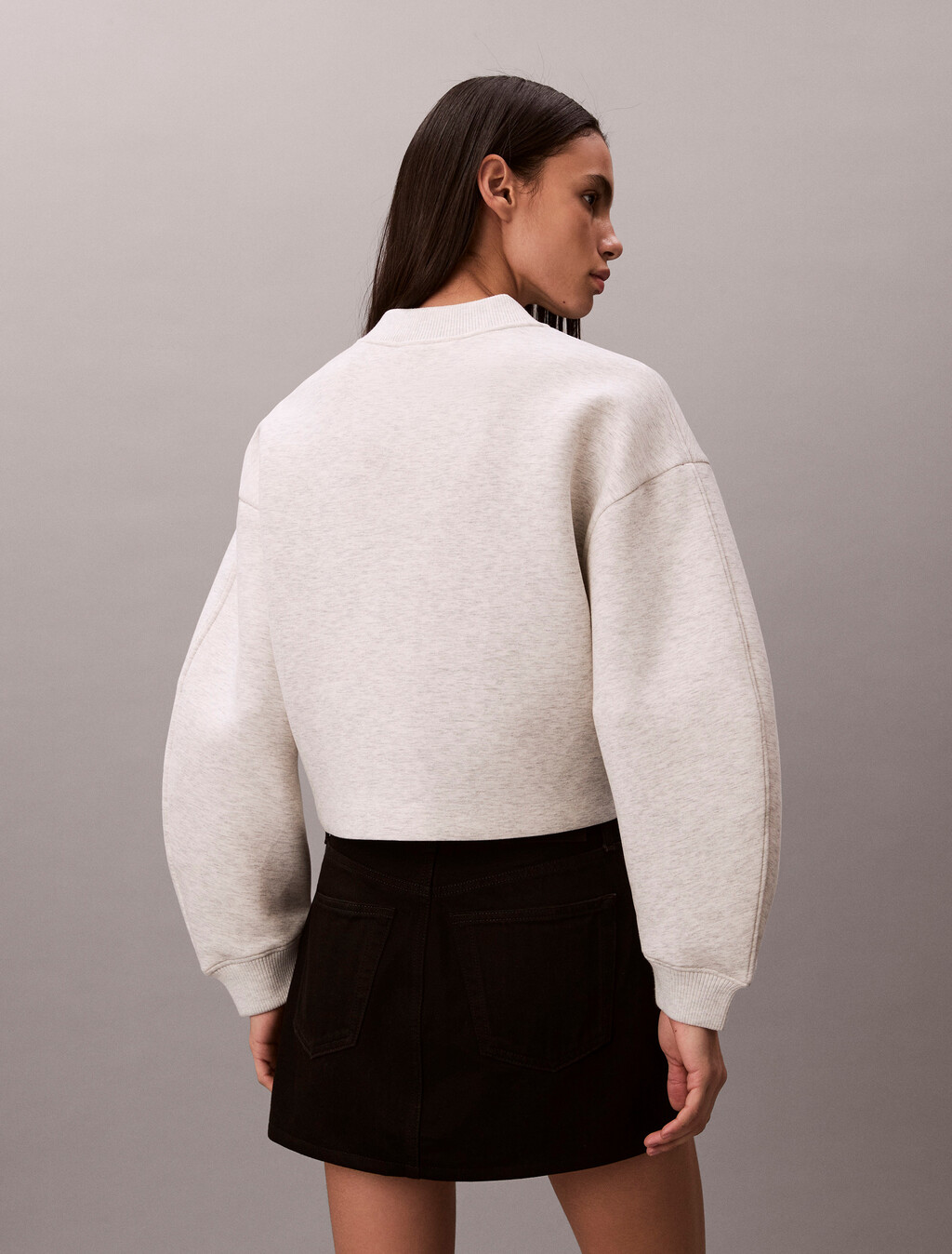 Oversized  Zip Bomber Jacket, BA01 Grey Heather, hi-res