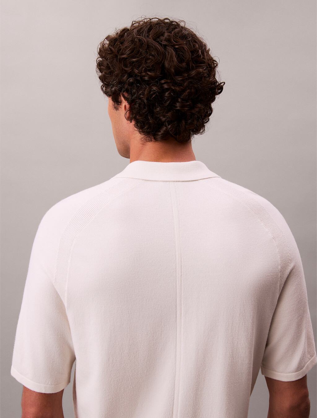 Tech Knit Viscose Polo, Chalk, hi-res