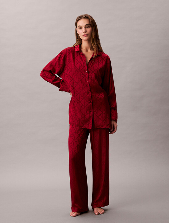 Satin Sheen Print Pyjama Shirt
