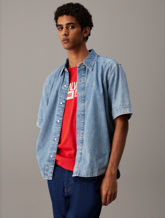 Relaxed Denim Short Sleeve Shirt