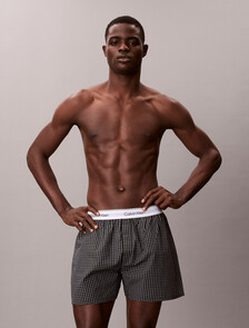 Cotton Poplin Traditional Boxers, SUMMIT PLAID BLACK, hi-res