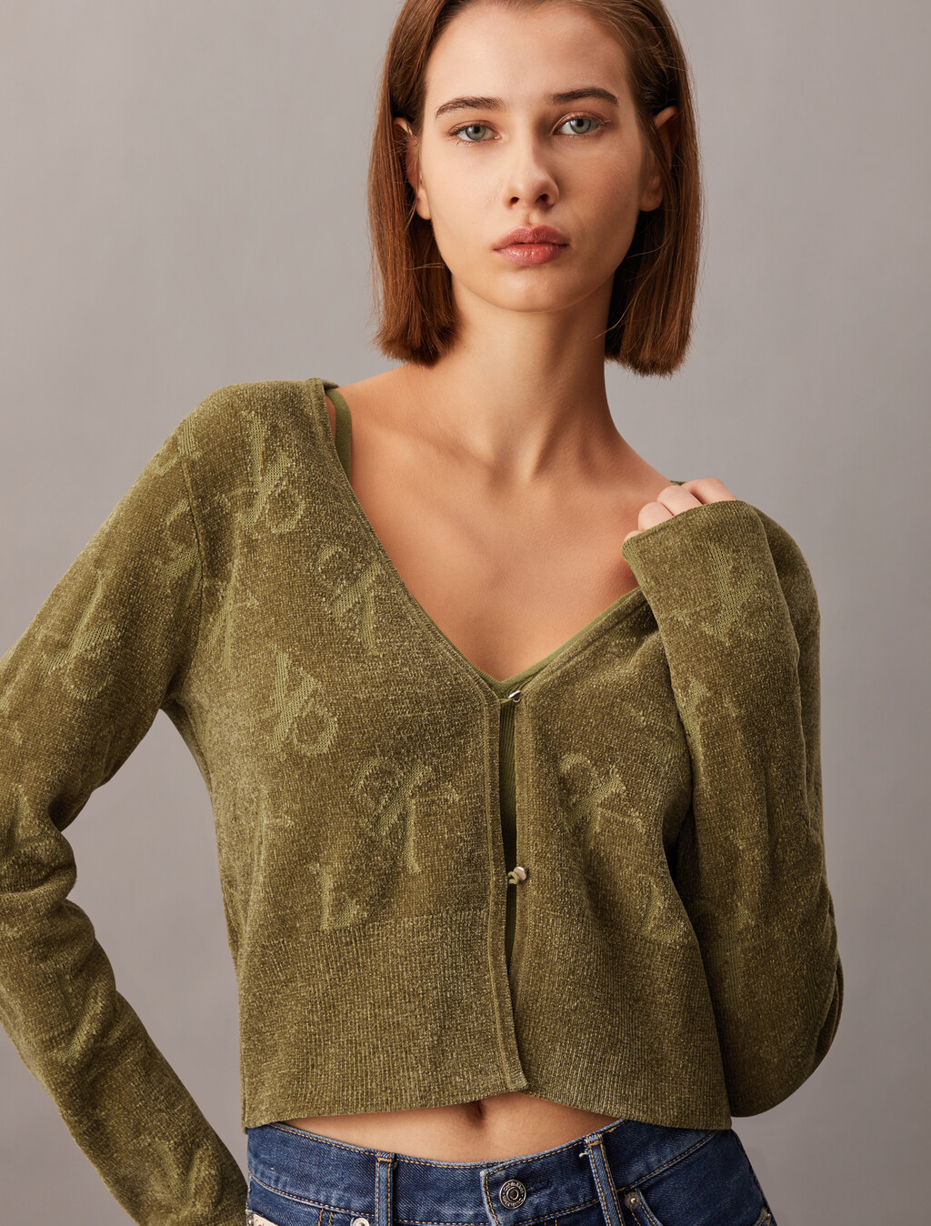 2 In 1 Cashmere Cardigan, Gothic Olive, hi-res