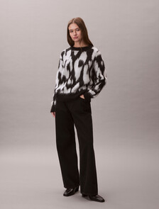 Brushed Alpaca Blend Printed Jumper, Brilliant White Combo, hi-res