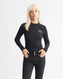 Monologo Badge Rib Knit Sweater, Ck Black, hi-res