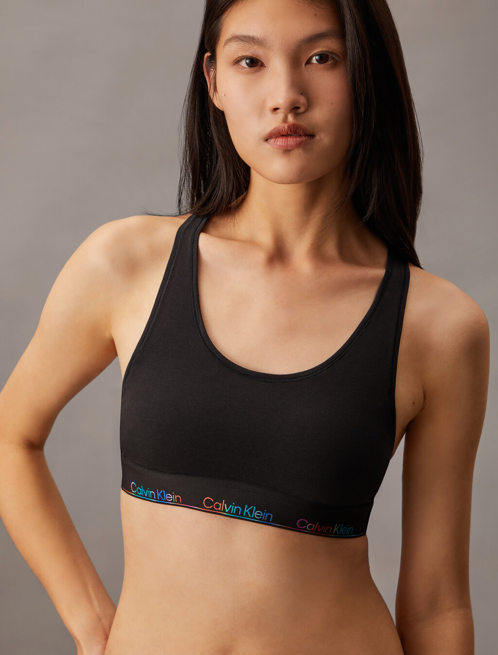 Icon Cotton Modal Lightly Lined Bralette, Black, hi-res