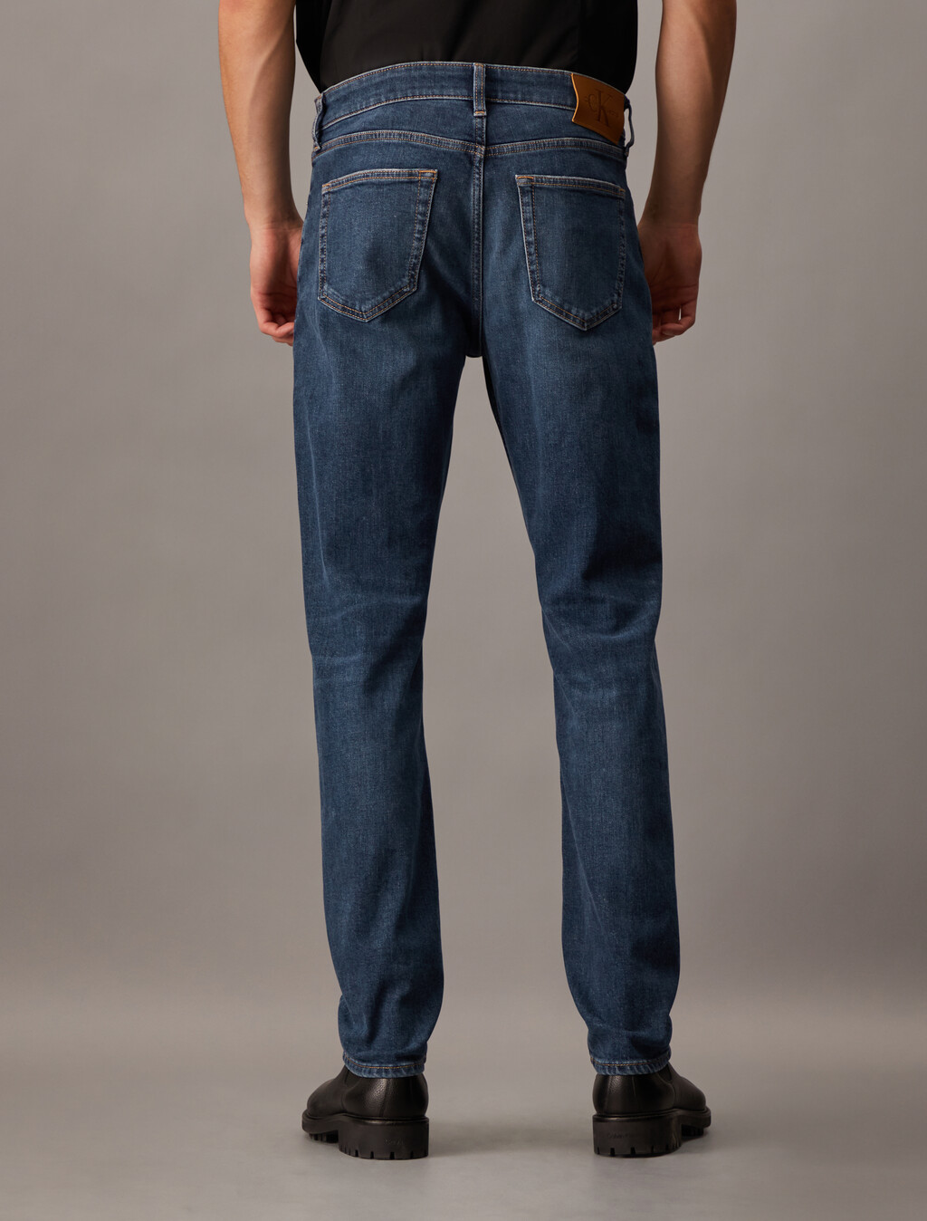 Authentic Straight Italian Denim Jeans, Denim Dark, hi-res