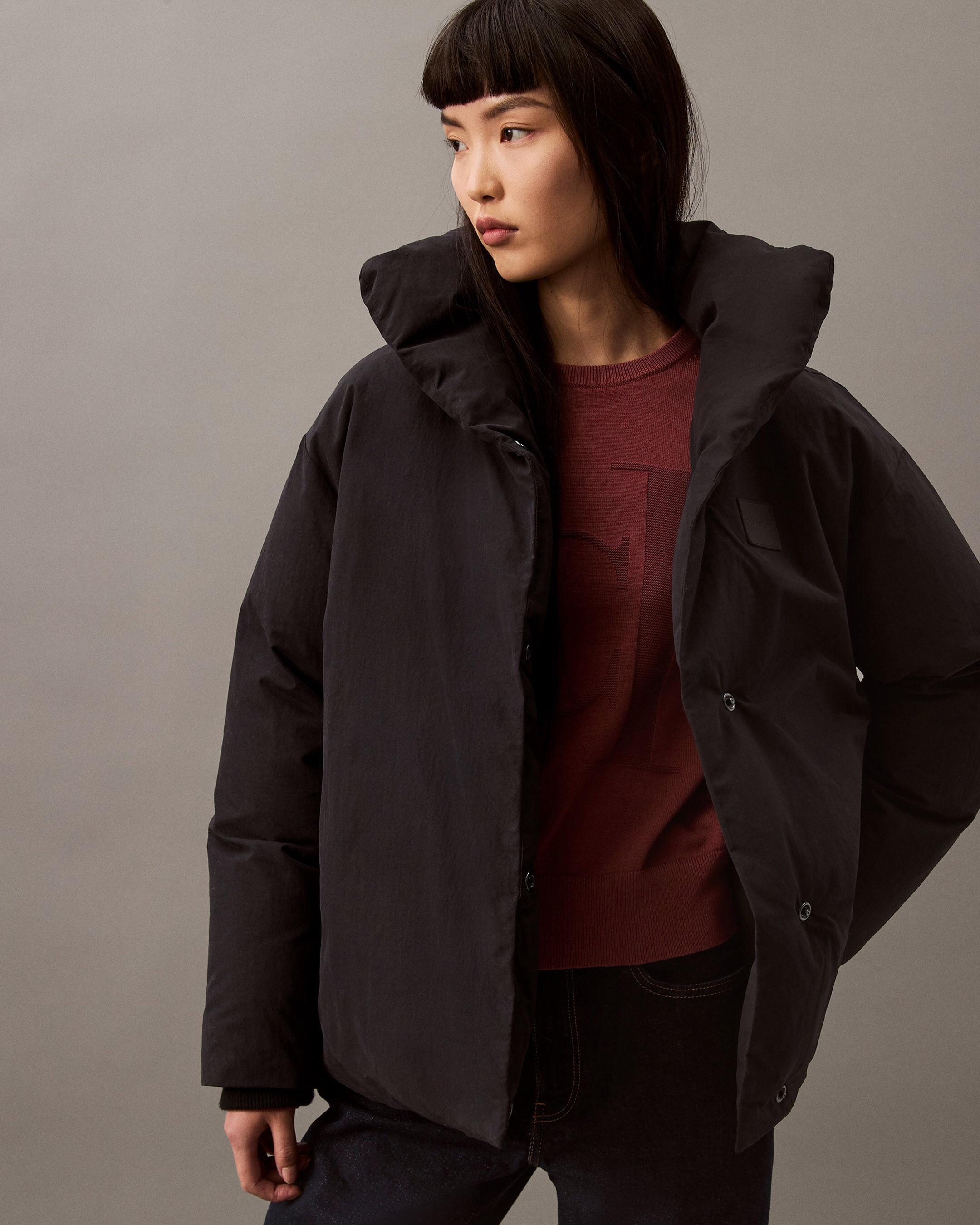 Black cropped puffer coat deals
