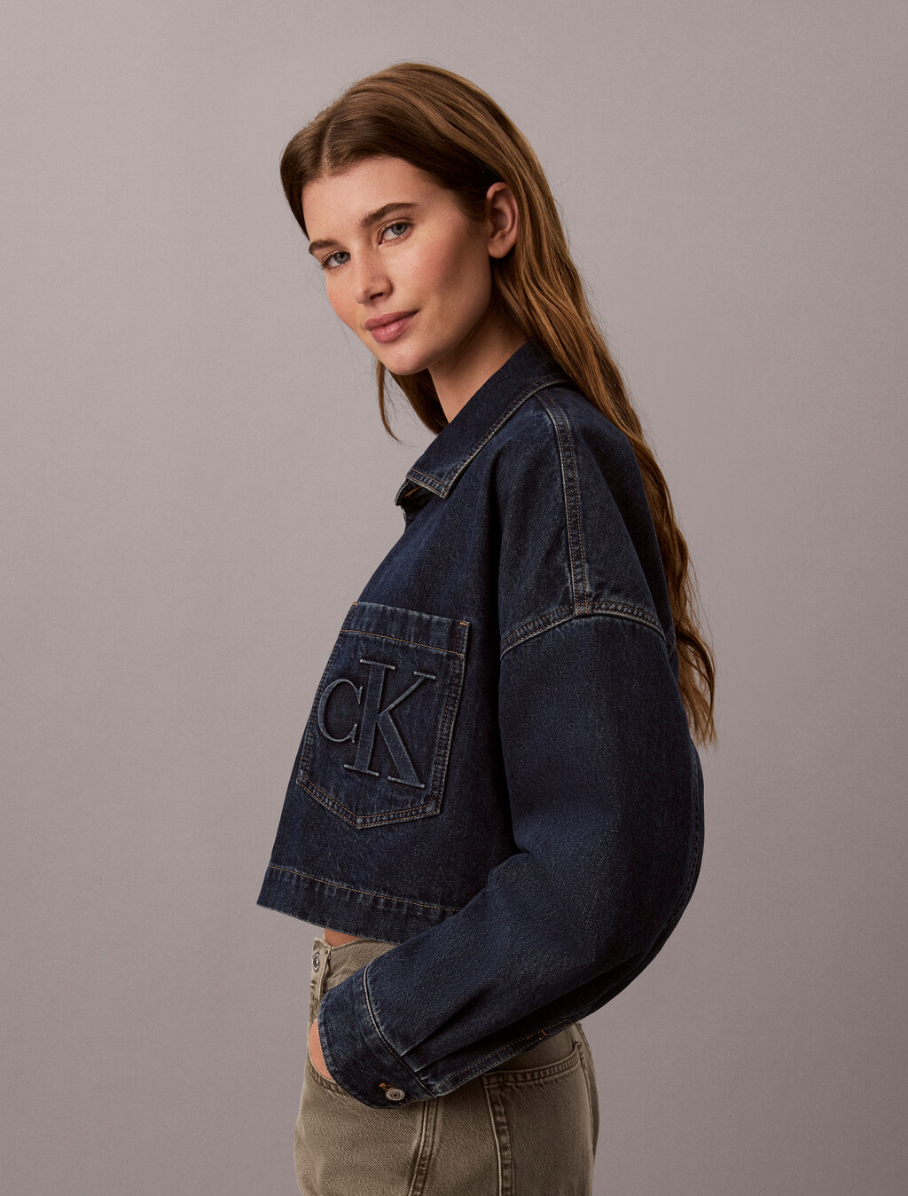 Cropped Denim Shirt, AUTUMN DUSK, hi-res