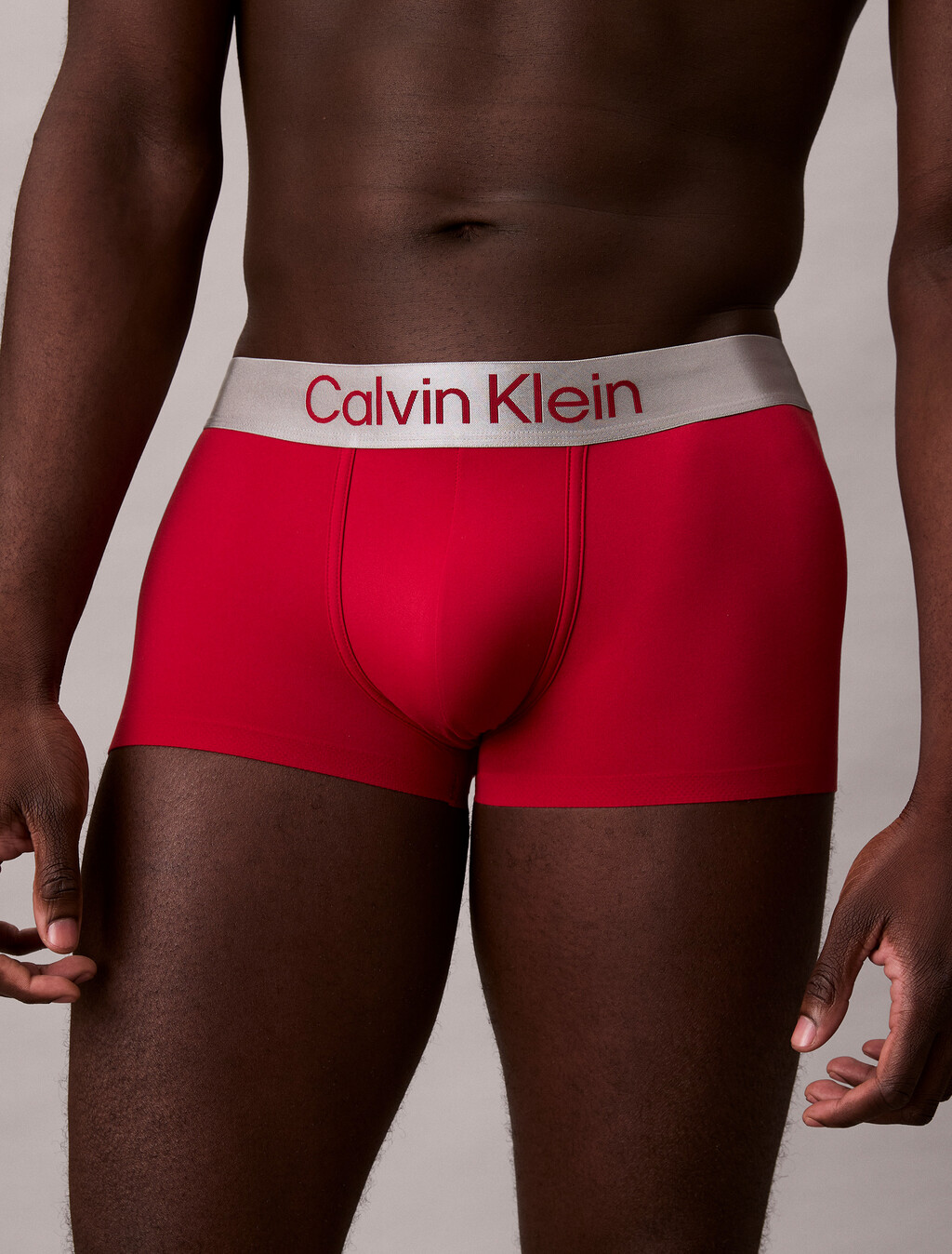 Brushed Microfiber Stretch Low Rise Trunk, Red Stamp, hi-res