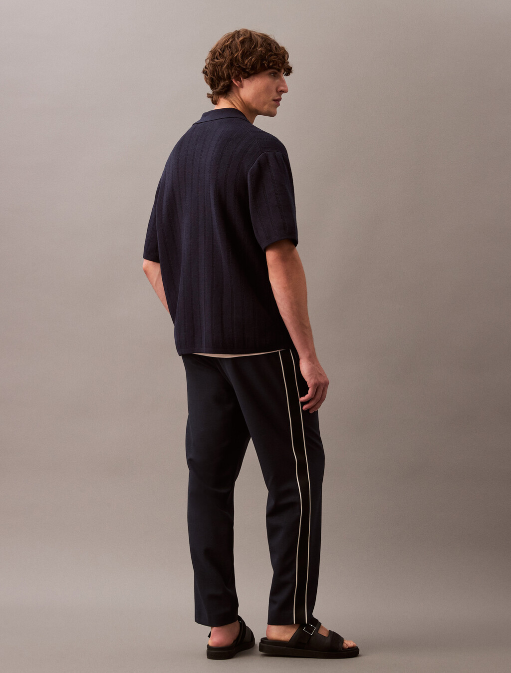 Wool Blend Stretch Trousers, Dark Sapphire, hi-res