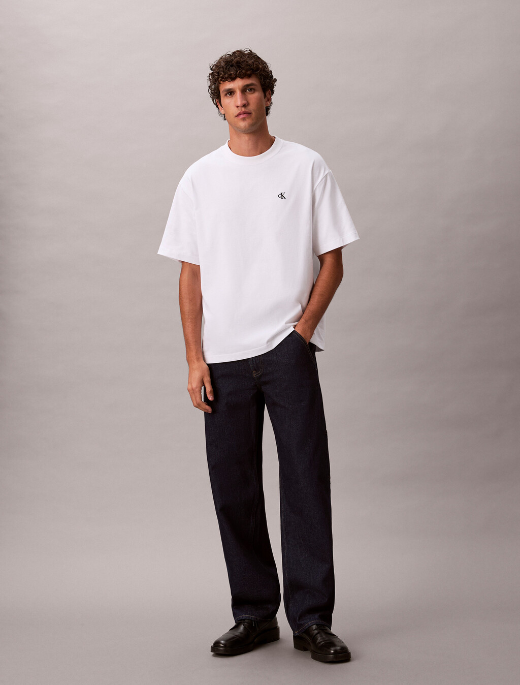 Calvin Logo Crew Neck Tee, Bright White, hi-res