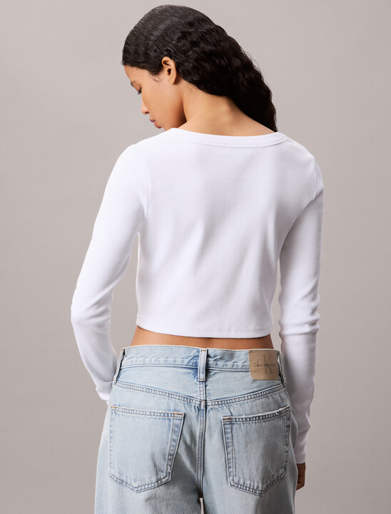 Cropped Ribbed Cotton Cardigan