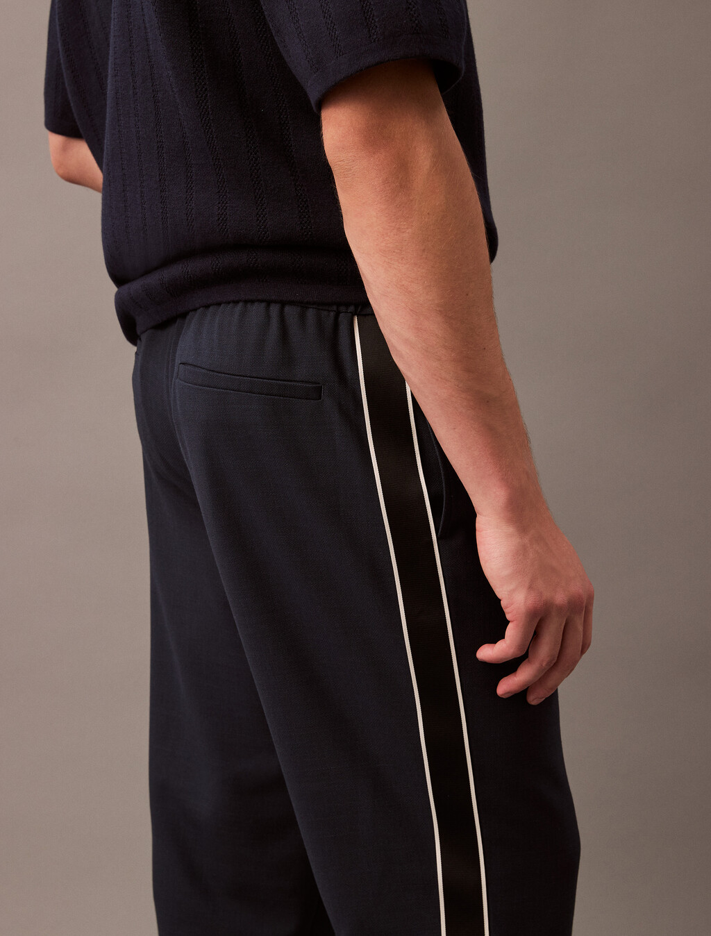 Wool Blend Stretch Trousers, Dark Sapphire, hi-res